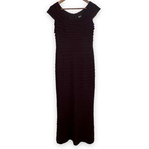 Adrianna‎ Papell Occasions Dark Purple Brown Tiered Bandage Bodycon Maxi Dress 4